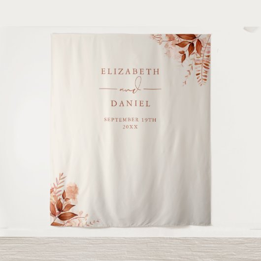 Tenture Mariage de automne floral rustique - Fond photo (Devant)