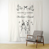 Tenture Mariage de bienvenue gribouillé à la main (En situation)
