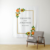 Tenture Mariage de cadre or floral (En situation)