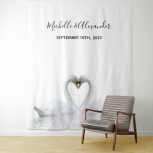 Tenture Mariage de cygnes blancs arrière-plan photo