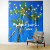 Tenture Mariage de Destination Plage Palmiers Guirlande Lu (En situation)