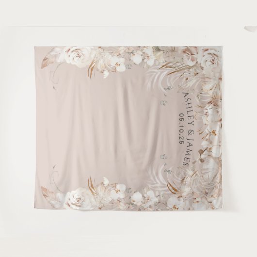 Tenture Mariage de jardin botanique beige à fleurs dans le (Devant (Horizontal))