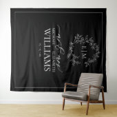 Tenture Mariage de monogramme blanc noir (En situation (horizontale))