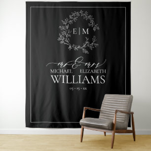 Tenture Mariage de monogramme blanc noir