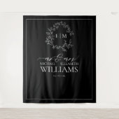 Tenture Mariage de monogramme blanc noir (Devant)