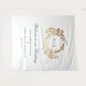Tenture Mariage de monogramme classique de couronne d'or (Devant (Horizontal))