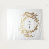 Tenture Mariage de monogramme classique de couronne d'or (Devant (Horizontal))