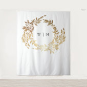 Tenture Mariage de monogramme classique de couronne d'or (Devant)