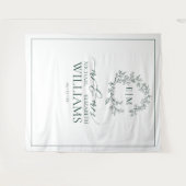 Tenture Mariage de monogramme Emerald Green Leafy Crest (Devant (Horizontal))