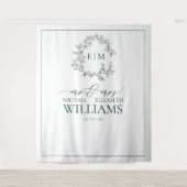 Tenture Mariage de monogramme Emerald Green Leafy Crest (Devant)