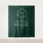 Tenture Mariage de monogramme Emerald Green Leafy Crest (Devant)