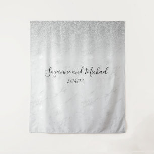 Tenture Mariage de Parties scintillant Ombre Marbre blanc 