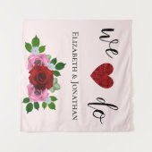 Tenture Mariage de roses rouges et roses (Devant (Horizontal))