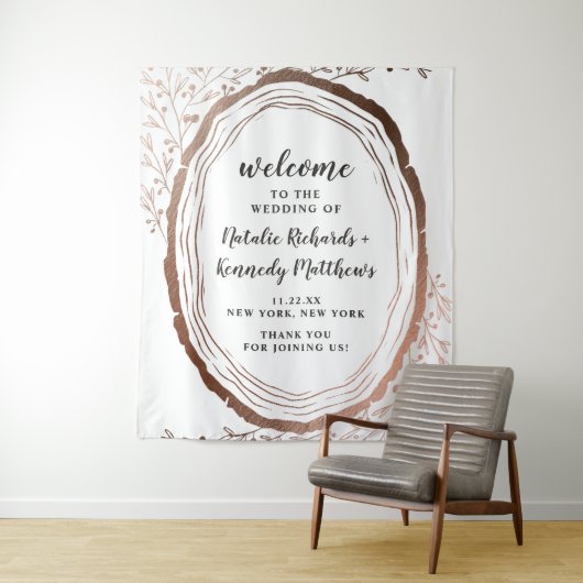 Tenture Mariage de saison automnale en rondelles de bois r (En situation)