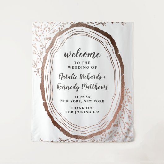 Tenture Mariage de saison automnale en rondelles de bois r (Devant)