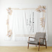 Tenture Mariage de stand de photo de pampas floral rose bl (En situation (horizontale))