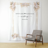 Tenture Mariage de stand de photo de pampas floral rose bl (En situation)