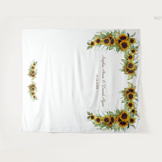 Tenture Mariage de tournesol romantique Bois Photo Booth (Devant (Horizontal))