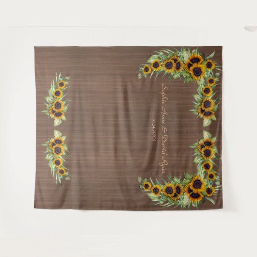 Tenture Mariage de tournesols rustiques Bois photo Bois (Devant (Horizontal))