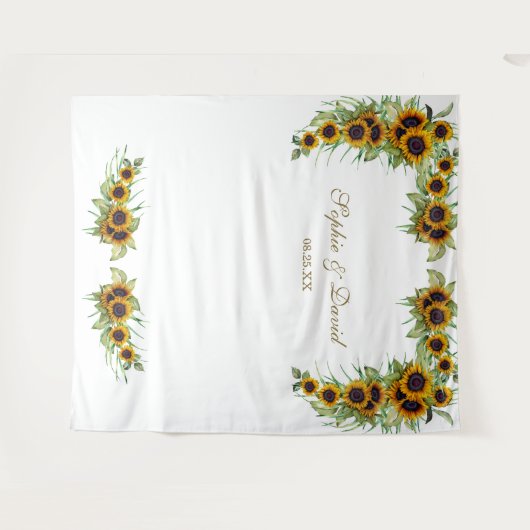 Tenture Mariage de tournesols rustiques Fond photo (Devant (Horizontal))