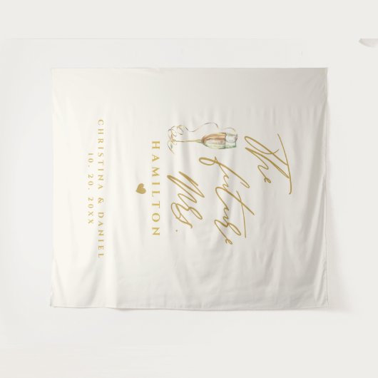 Tenture Mariage de typographie de script or moderne (Devant (Horizontal))