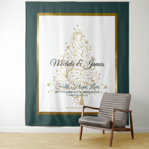 Tenture Mariage d'hiver élégant vert émeraude or