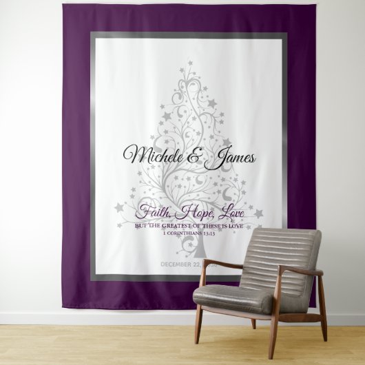 Tenture Mariage d'hiver élégant violet argent (En situation)