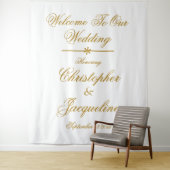 Tenture Mariage Elegant Blanc & Or Scripts Noms Chic (En situation)