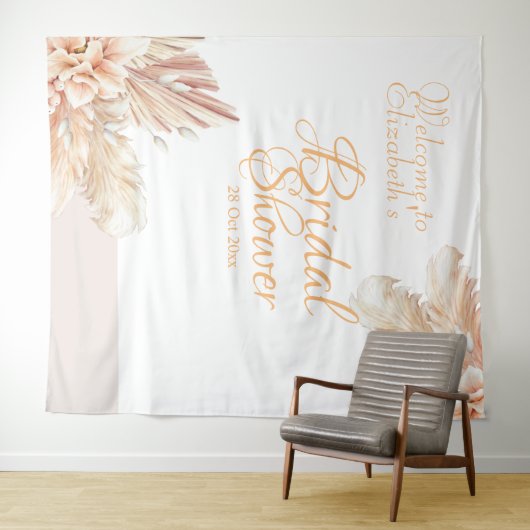 Tenture Mariage élégant floral aquarelle pour la mariée (En situation (horizontale))