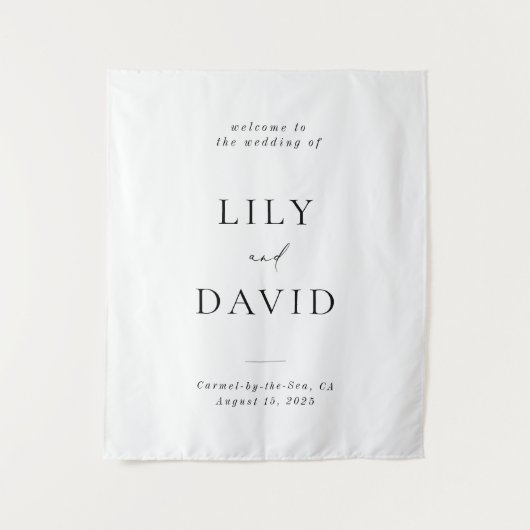 Tenture Mariage Élégant Minimaliste de Bienvenue (Devant)