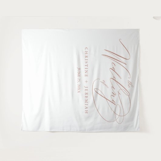 Tenture Mariage élégant Rose Gold Calligraphie Script Blan (Devant (Horizontal))
