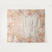 Tenture Mariage en bois rustique avec fleurs de couleur ro (Devant (Horizontal))