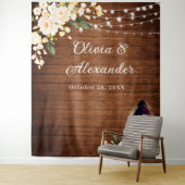 Tenture Mariage en bois rustique de lanterne Rose (En situation)