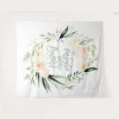 Tenture Mariage en fleurs aquarelles vertes et pêche (Devant (Horizontal))