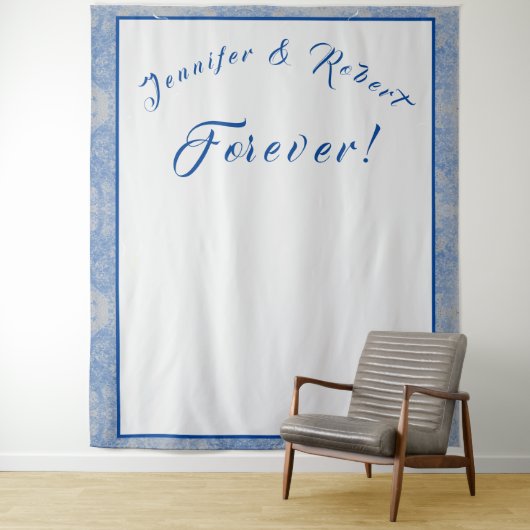 Tenture Mariage en marbre bleu et gris (En situation)