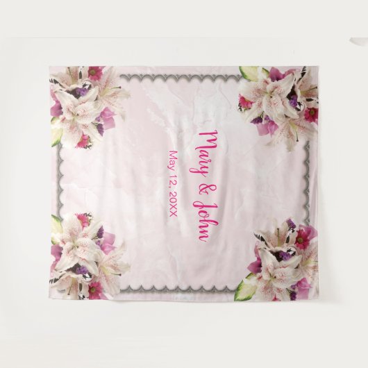 Tenture Mariage en marbre rose blanc Lily (Devant (Horizontal))