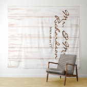 Tenture Mariage en planches de bois blanc vieilli rustique (En situation (horizontale))