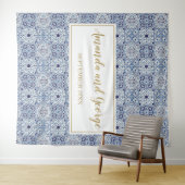 Tenture Mariage en tuiles bleu portugais (En situation (horizontale))