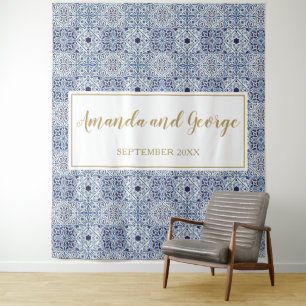 Tenture Mariage en tuiles bleu portugais