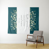 Tenture Mariage Eucalyptus Sarcelle Ensemble Pour Toujours (En situation (horizontale))