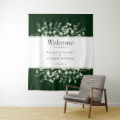 Tenture Mariage Eucalyptus Vert foncé Bienvenue (En situation)