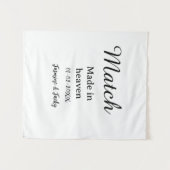 Tenture Mariage fait au ciel nom date simple calligraphie (Devant (Horizontal))