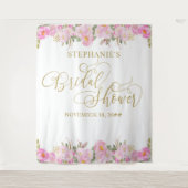 Tenture Mariage Fleur Rose Calligraphie Dorée (Devant)