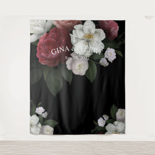 Tenture Mariage Fleurs Florales Luxe Rouge Rose Blanc