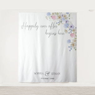 Tenture Mariage Fleurs Sauvages Printemps Violet Rose