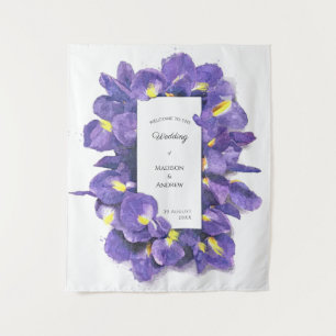 Tenture Mariage floral aquarelle aux iris violets époustou