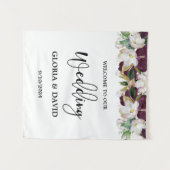 Tenture Mariage floral aquarelle bordeaux (Devant (Horizontal))