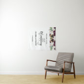 Tenture Mariage floral aquarelle bordeaux (En situation (horizontale))