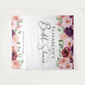 Tenture Mariage Floral Aquarelle Bordeaux Rose (Devant (Horizontal))