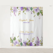 Tenture Mariage Floral Aquarelle Élégant Violet Or (Devant)
